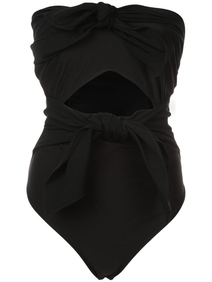 Alix Strapless Bow Top - Black