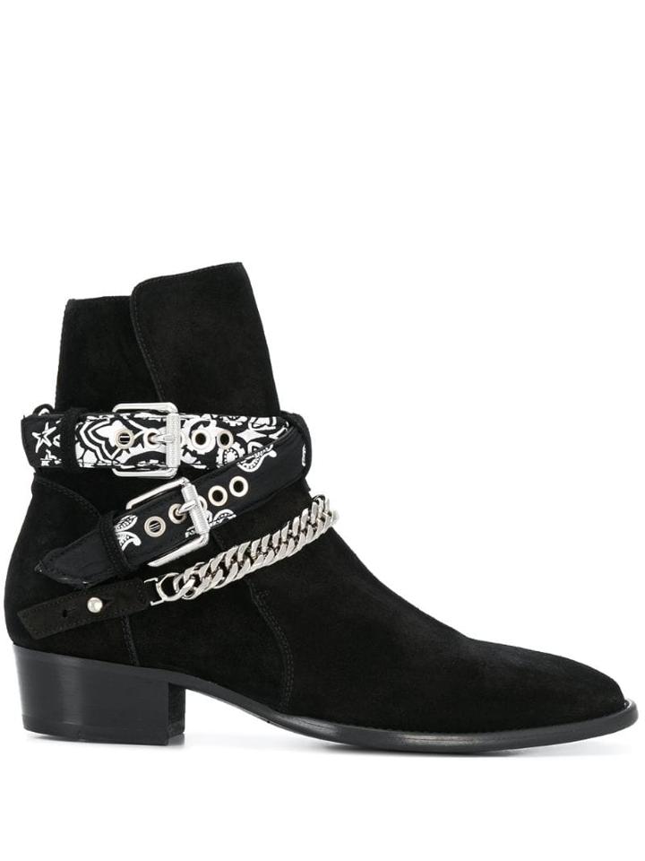Amiri Buckled Ankle Boots - Black