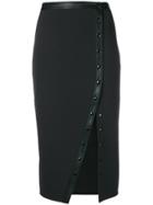 Elisabetta Franchi Leather Trim Pencil Skirt - Black