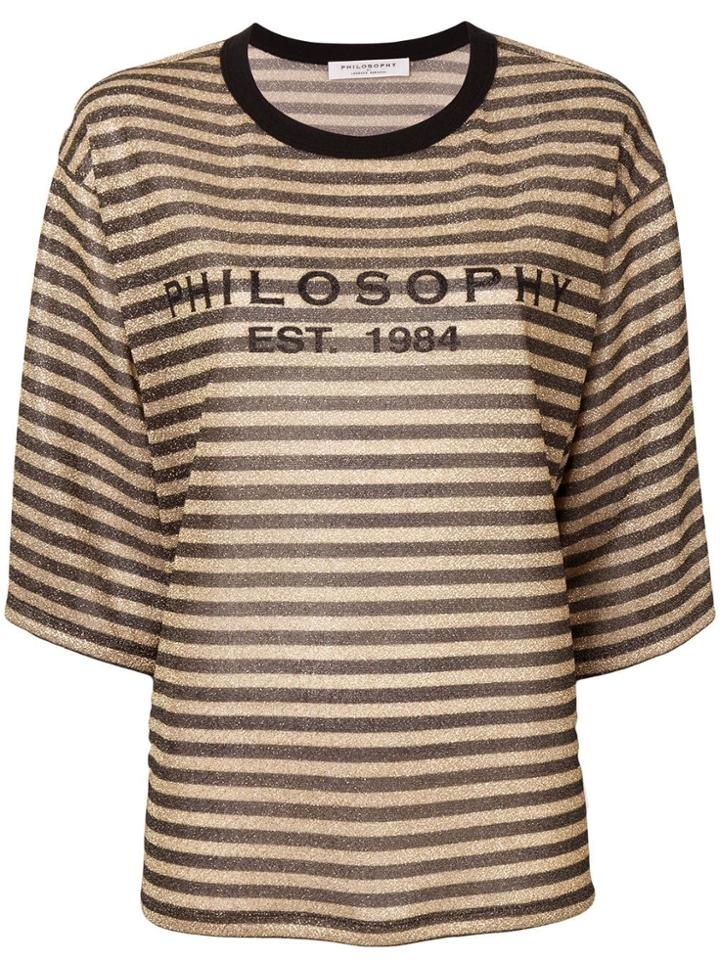 Philosophy Di Lorenzo Serafini Striped Logo Print T-shirt - Black