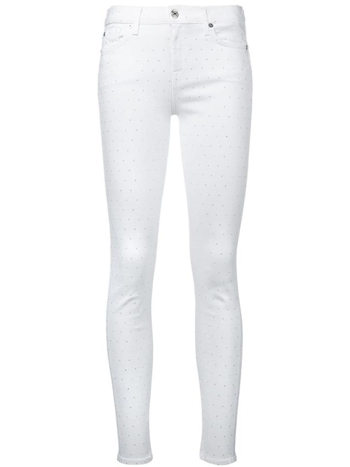 7 For All Mankind Embellished Skinny Jeans - White