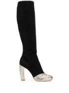 Miu Miu Glitter Detailed Calf Boots - Black
