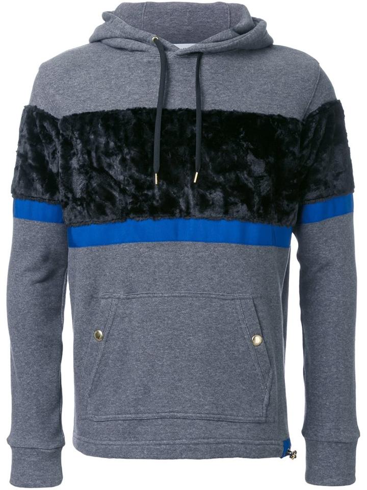 Education From Youngmachines Striped Texture Hoodie, Men's, Size: 1, Grey, Cotton