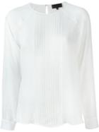 Nili Lotan Pleated Front Ruffled Blouse, Women's, Size: Medium, White, Silk