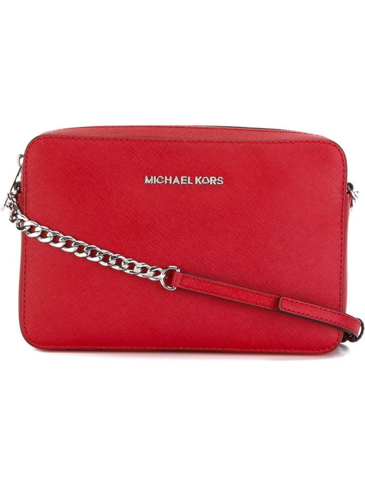 Michael Michael Kors 'jet Set Travel' Crossbody Bag, Women's, Red, Leather/metal (other)