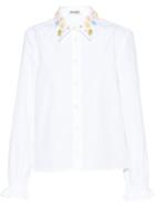 Miu Miu Floral Embroidered Poplin Shirt - White