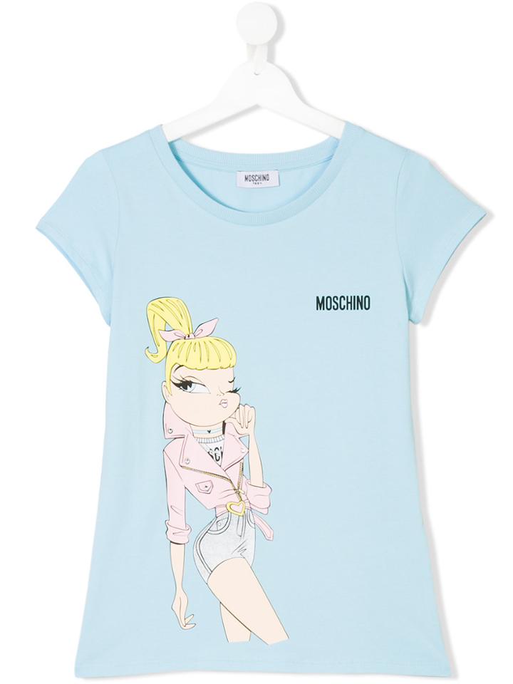 Moschino Kids Girl Print T-shirt - Blue