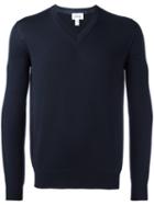 Brioni V-neck Jumper, Men's, Size: 52, Blue, Wool