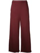 Cityshop Wide-leg Cropped Trousers, Women's, Red, Cotton
