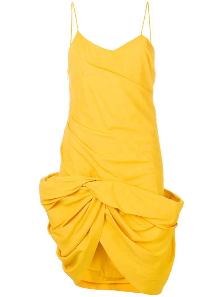 Jacquemus Gathered Twist-hem Dress - Yellow & Orange