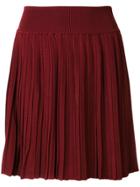 Balmain Pleated Mini Skirt - Red