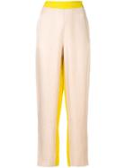Layeur Contrast Jacquard Trousers - Brown