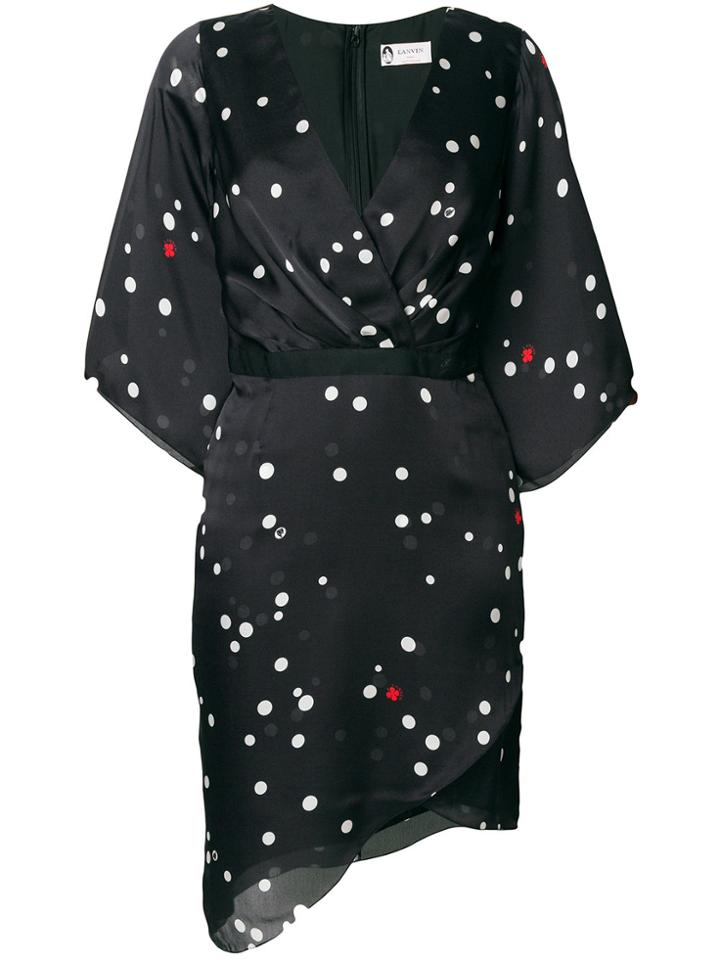 Lanvin Polka Dot Wrap Dress - Black