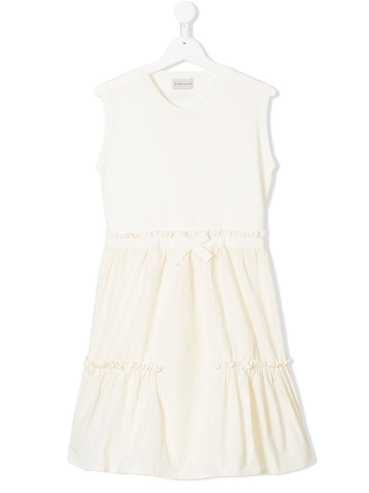 Moncler Kids Bow Waisted Dress - Nude & Neutrals