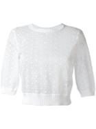 Red Valentino Embroidered Blouse, Size: Medium, White, Cotton