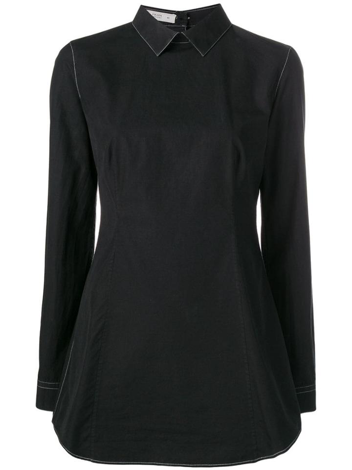 Prada Vintage Contrast Stitching Detailed Shirt - Black