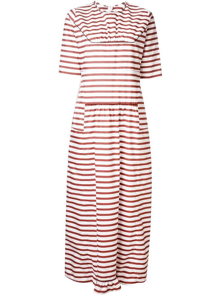 Marni Striped T-shirt Dress, Women's, Size: 44, White, Cotton