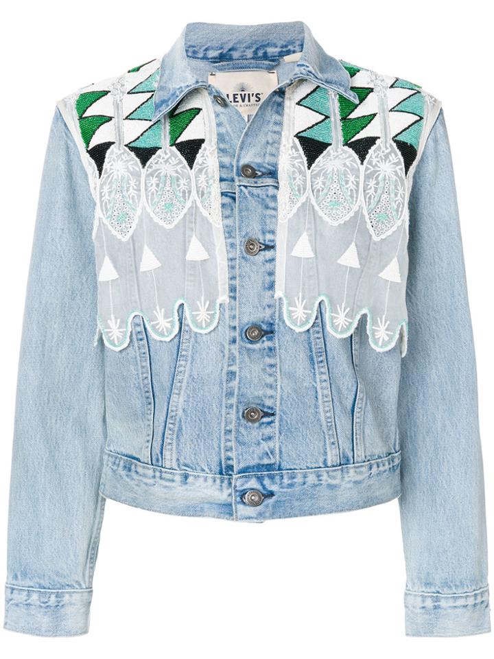 Levi's: Made & Crafted Short Embroidered Denim Jacket - Blue