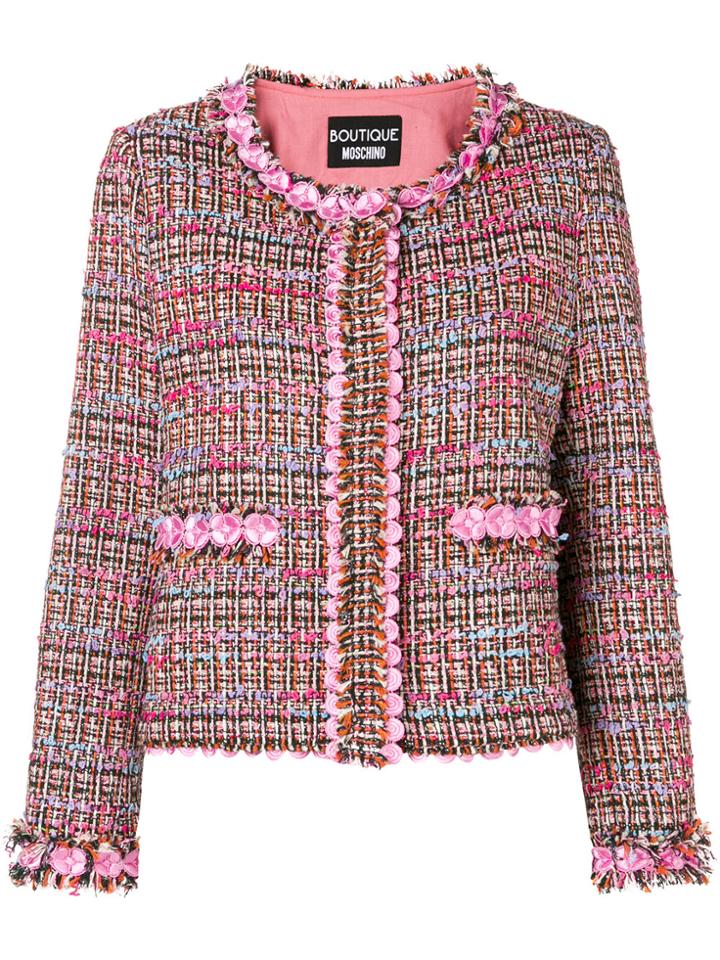 Boutique Moschino Flower Tweed Jacket - Pink & Purple