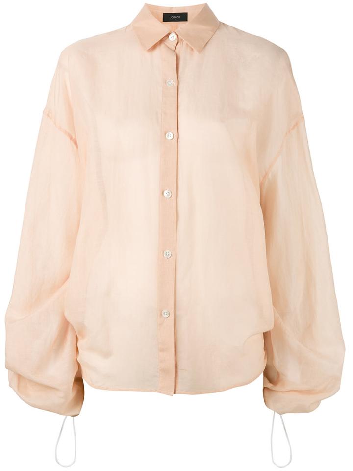 Joseph - Sheer Drawstring Detail Shirt - Women - Silk/cotton - 38, Nude/neutrals, Silk/cotton
