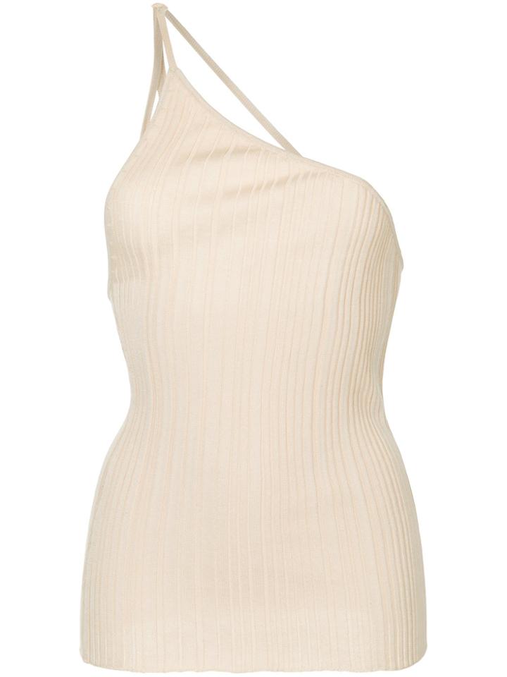 Jacquemus One-shoulder Pleated Top - Nude & Neutrals