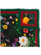 Gucci Flora Web Print Shawl, Women's, Green, Wool/silk