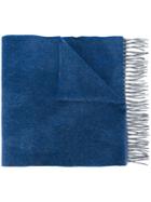 Canali Fringed Scarf, Men's, Blue, Cashmere