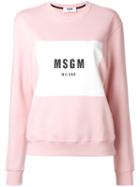 Msgm Logo Print Sweatshirt, Size: Large, Pink/purple, Cotton