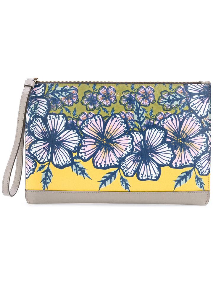 Furla - Floral Print Clutch - Women - Leather - One Size, Leather
