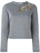 Red Valentino Sequin Bird Detail Sweatshirt, Women's, Size: Small, Grey, Cotton/polyurethane