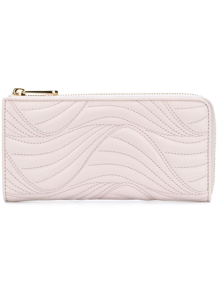 Salvatore Ferragamo Stitched Wave Wallet - Pink & Purple
