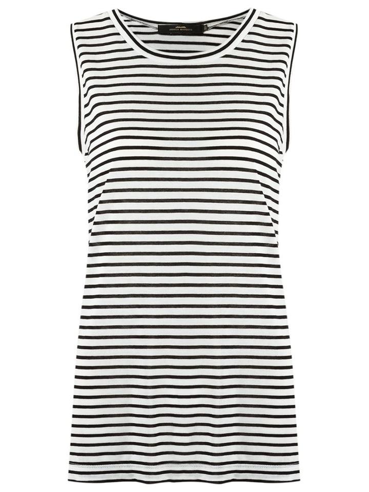 Andrea Marques Striped Tank Top, Women's, Size: 42, Black, Cotton