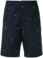 Kenzo Mini Logo Embroidered Shorts - Blue