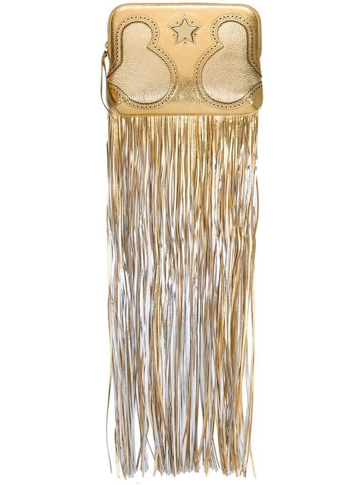 The Volon Fringed Clutch, Women's, Grey, Calf Leather