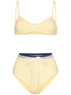Solid And Striped Cora Bikini Top And High-waist Set - Yellow & Orange