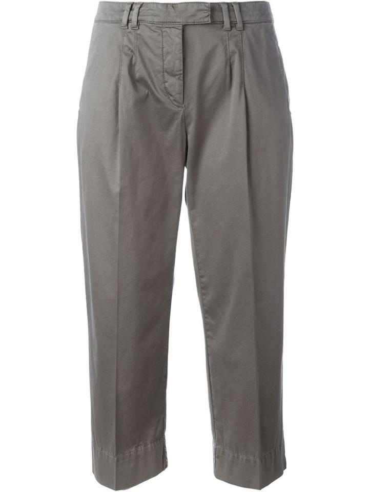 Eleventy Front Pleat Trousers, Women's, Size: 30, Brown, Cotton/spandex/elastane