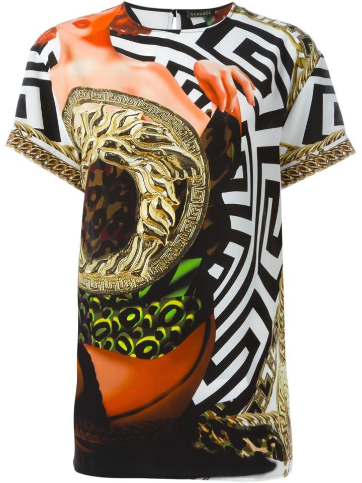 Versace Psychedelic Medusa Top, Women's, Size: 38, Silk