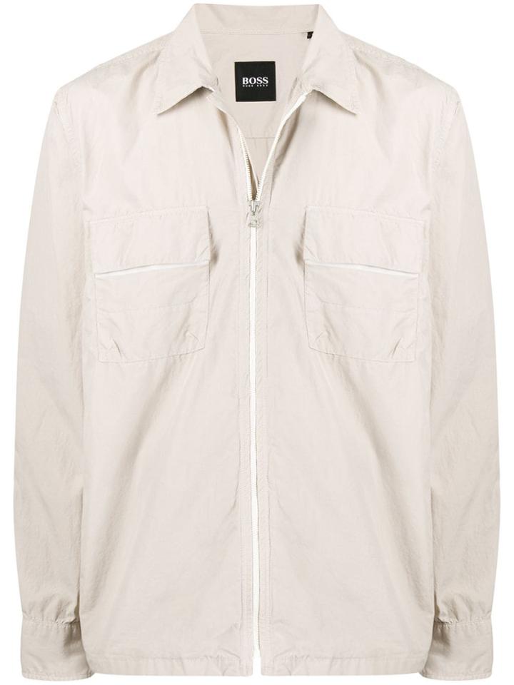 Boss Hugo Boss Zipped Fitted Jacket - Neutrals