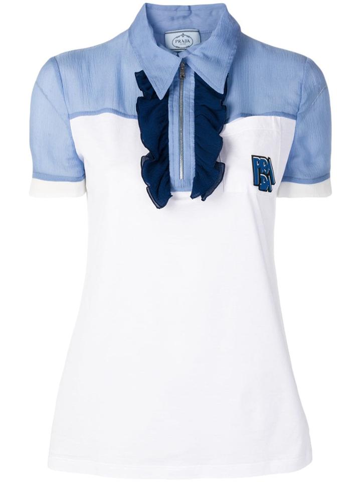 Prada Bicolour Polo Top - White