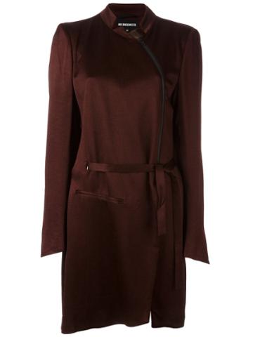 Ann Demeulemeester Zipped Asymmetric Trench Coat, Women's, Size: 36, Red, Silk/cotton/spandex/elastane/rayon