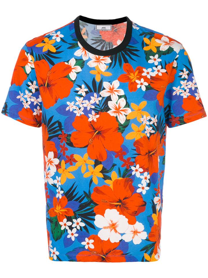 Ami Alexandre Mattiussi T-shirt Flowers Print - Blue