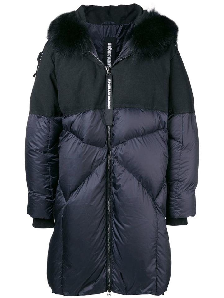 As65 Fox Fur Hooded Coat - Blue