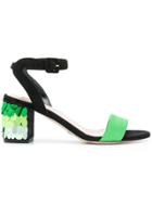 Sebastian Sequinned Heel Sandals - Green