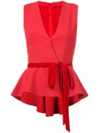 Adam Lippes Sleeveless Peplum Top - Red