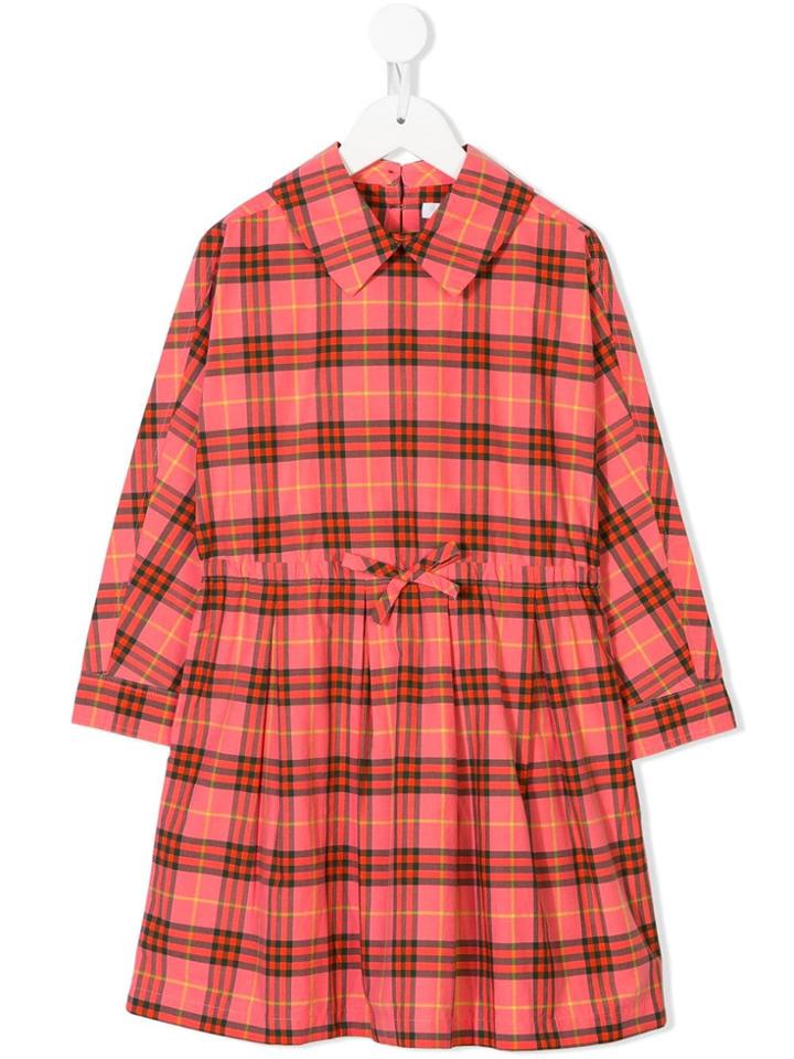 Burberry Kids Teen Check Cotton Drawcord Dress - Red