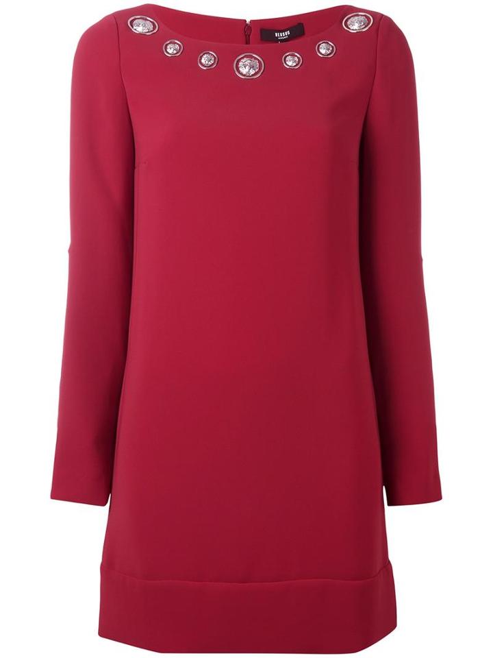 Versus Studded Collar Dress, Women's, Size: 42, Red, Polyamide/polyester/spandex/elastane/viscose