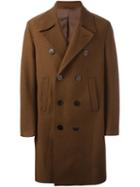 Neil Barrett Double Breasted Overcoat, Men's, Size: 48, Brown, Polyester/viscose/virgin Wool