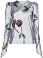 Natasha Zinko Cherry Print Blouse, Women's, Size: 34, Grey, Polyester/spandex/elastane