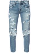 Moussy - Distressed Cropped Jeans - Women - Cotton - 24, Blue, Cotton