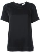 Dkny Stitch Detail T-shirt, Women's, Size: Medium, Black, Silk/spandex/elastane/modal